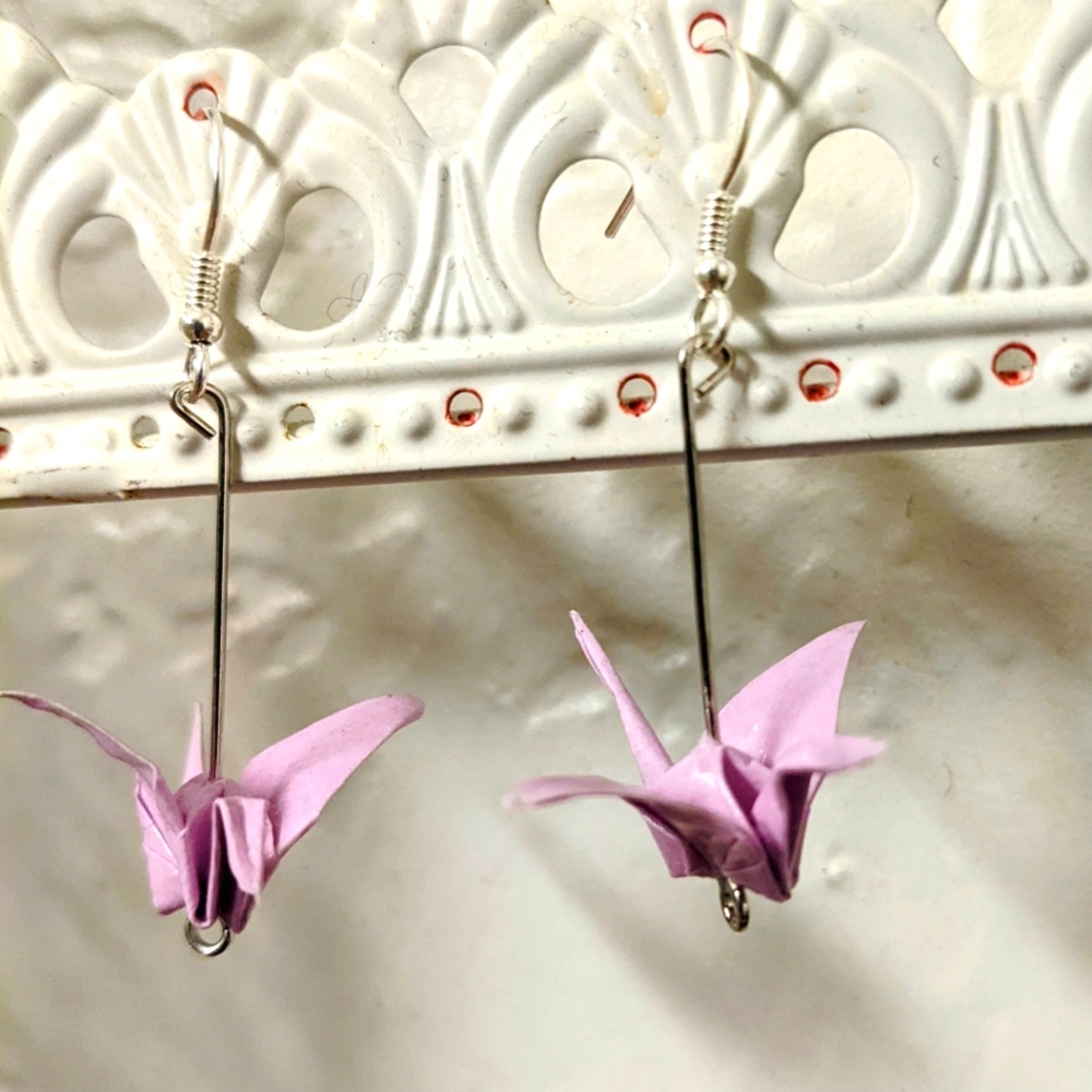 Origami Crane Earrings, Handmade!